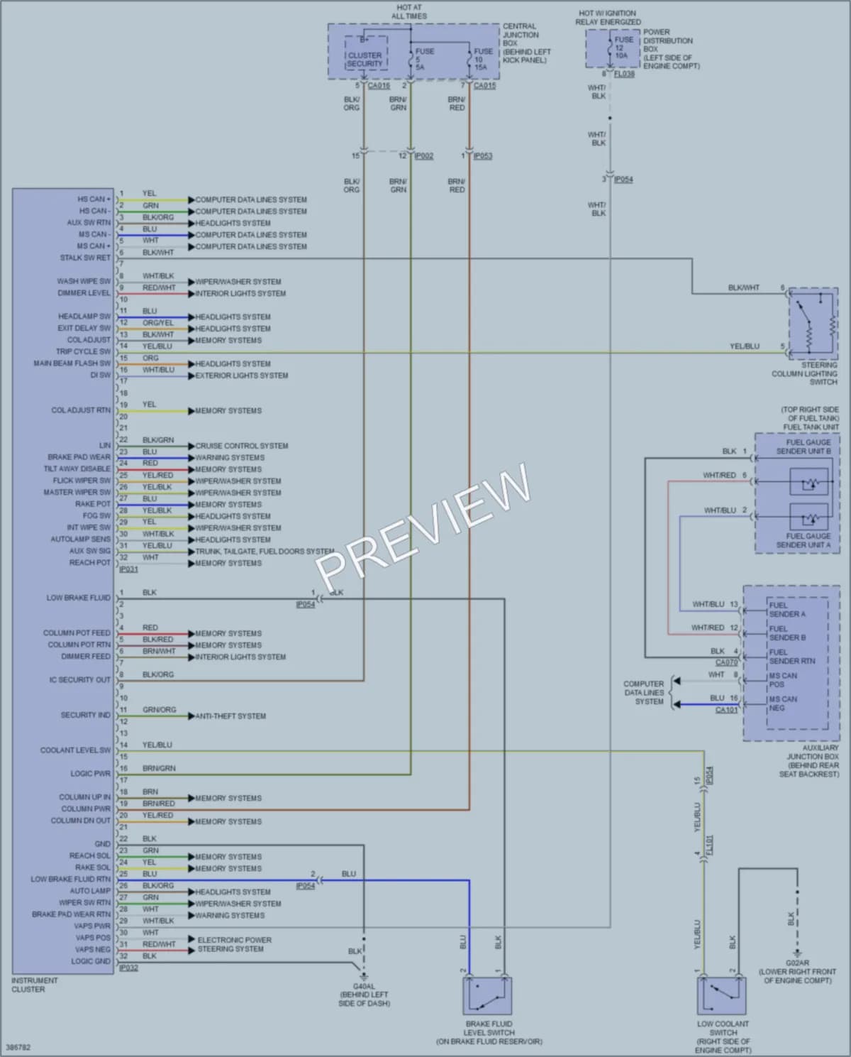 2012 Jaguar XKRS Instrument Cluster wiring diagram preview