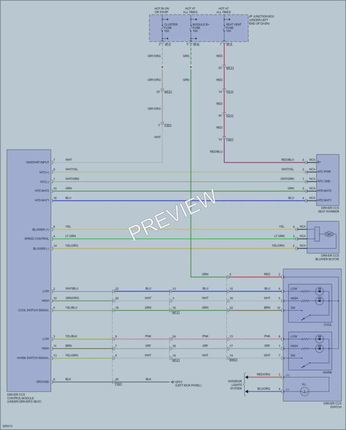 2012 Kia Sportage Power Seats wiring diagram preview