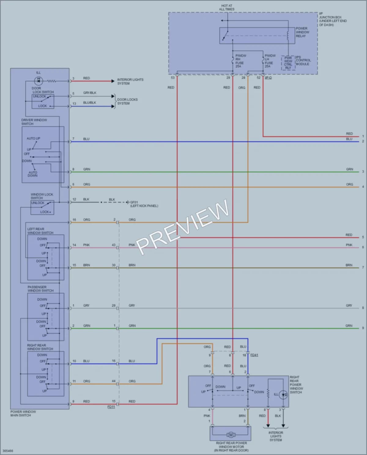 2012 Kia Sportage Power Windows wiring diagram preview