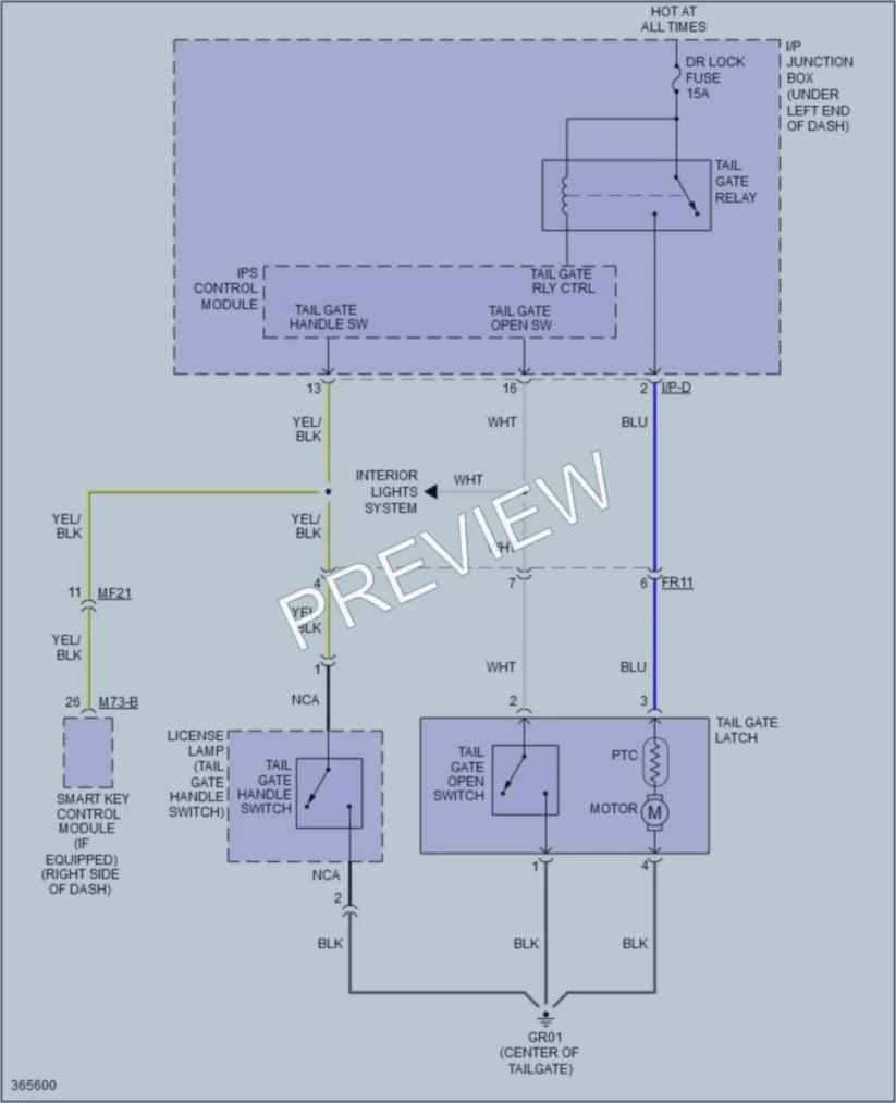 2012 Kia Sportage Trunk Tailgate Fuel Door wiring diagram preview