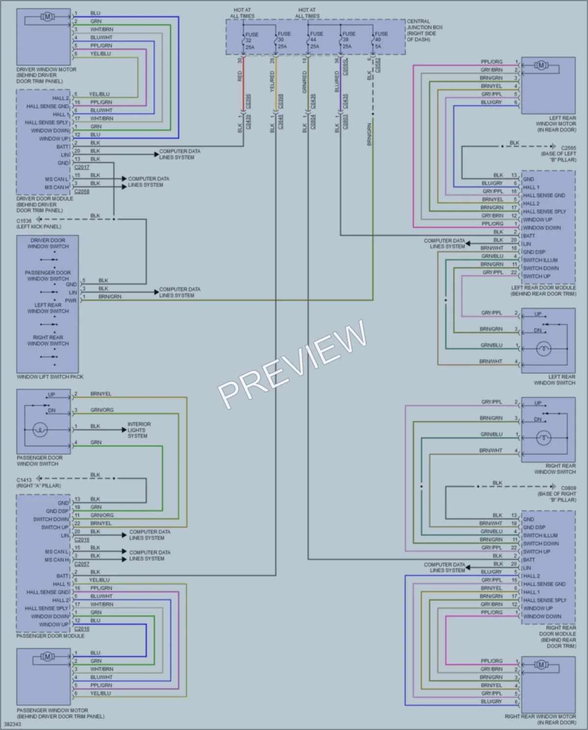 2012 LandRover LR4 Power Windows wiring diagram preview