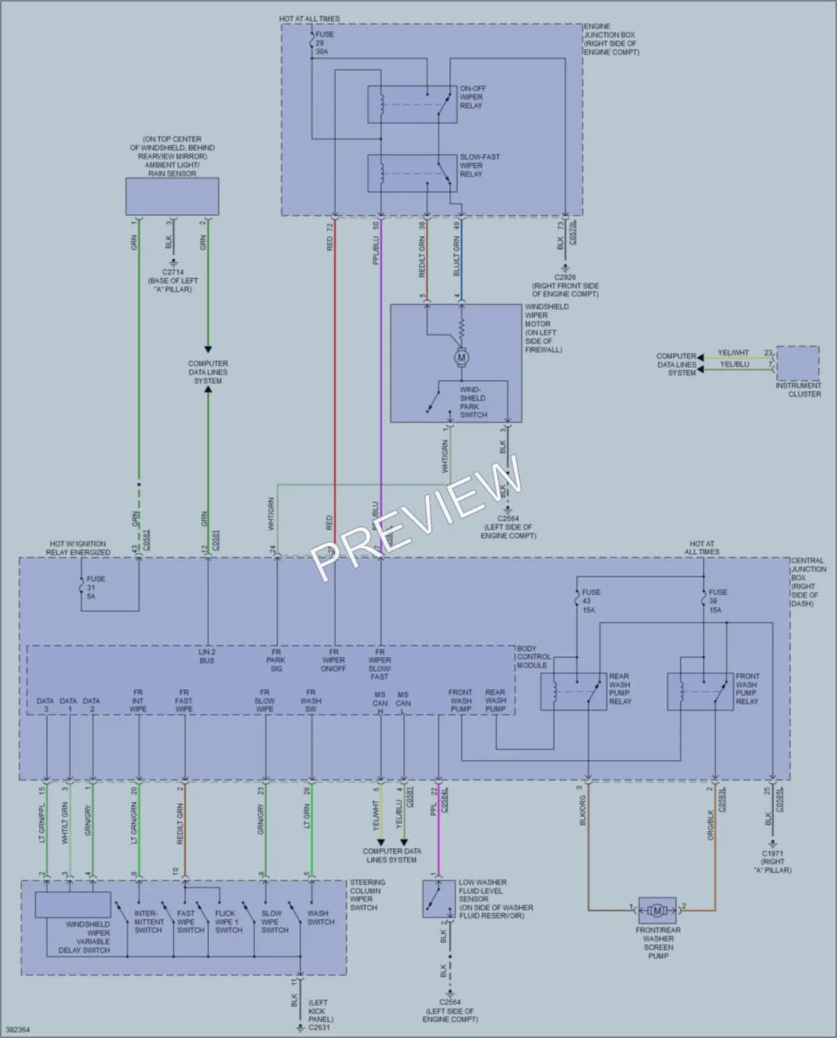 2012 LandRover LR4 Wiper Washer wiring diagram preview