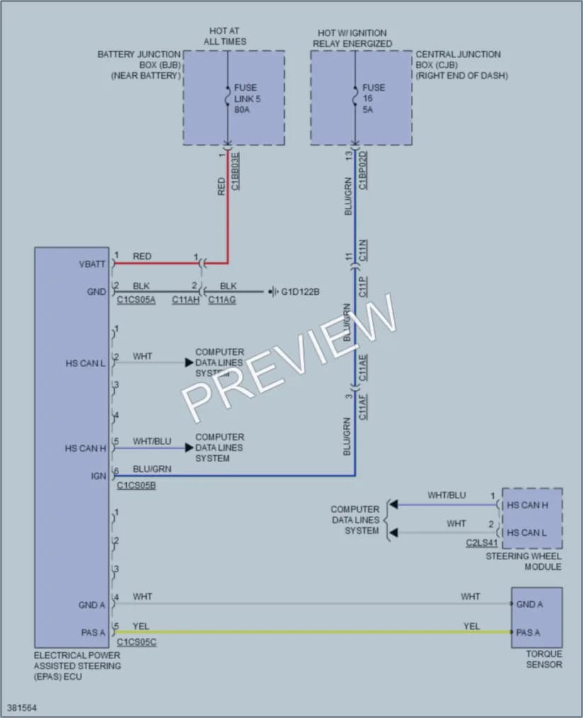 2012 LandRover RangeRoverEvoque Electronic Power Steering wiring diagram preview