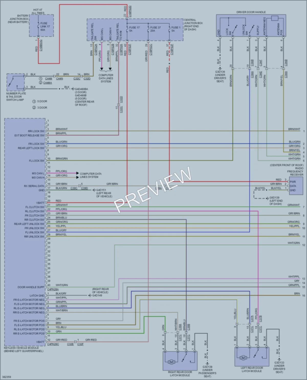 2012 LandRover RangeRoverEvoque Power Door Locks wiring diagram preview