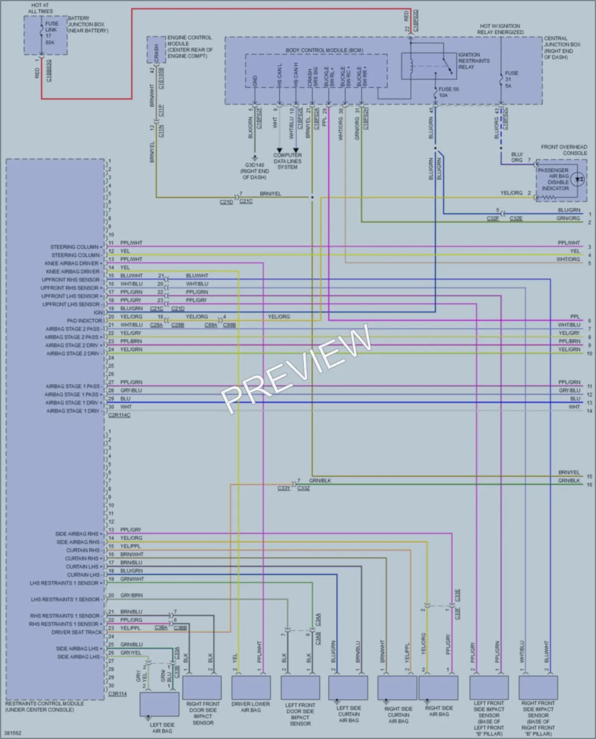 2012 LandRover RangeRoverEvoque Supplemental Restraints wiring diagram preview