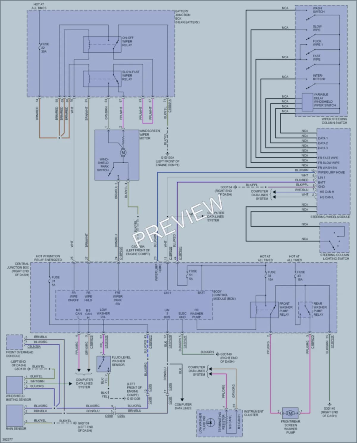 2012 LandRover RangeRoverEvoque Wiper Washer wiring diagram preview