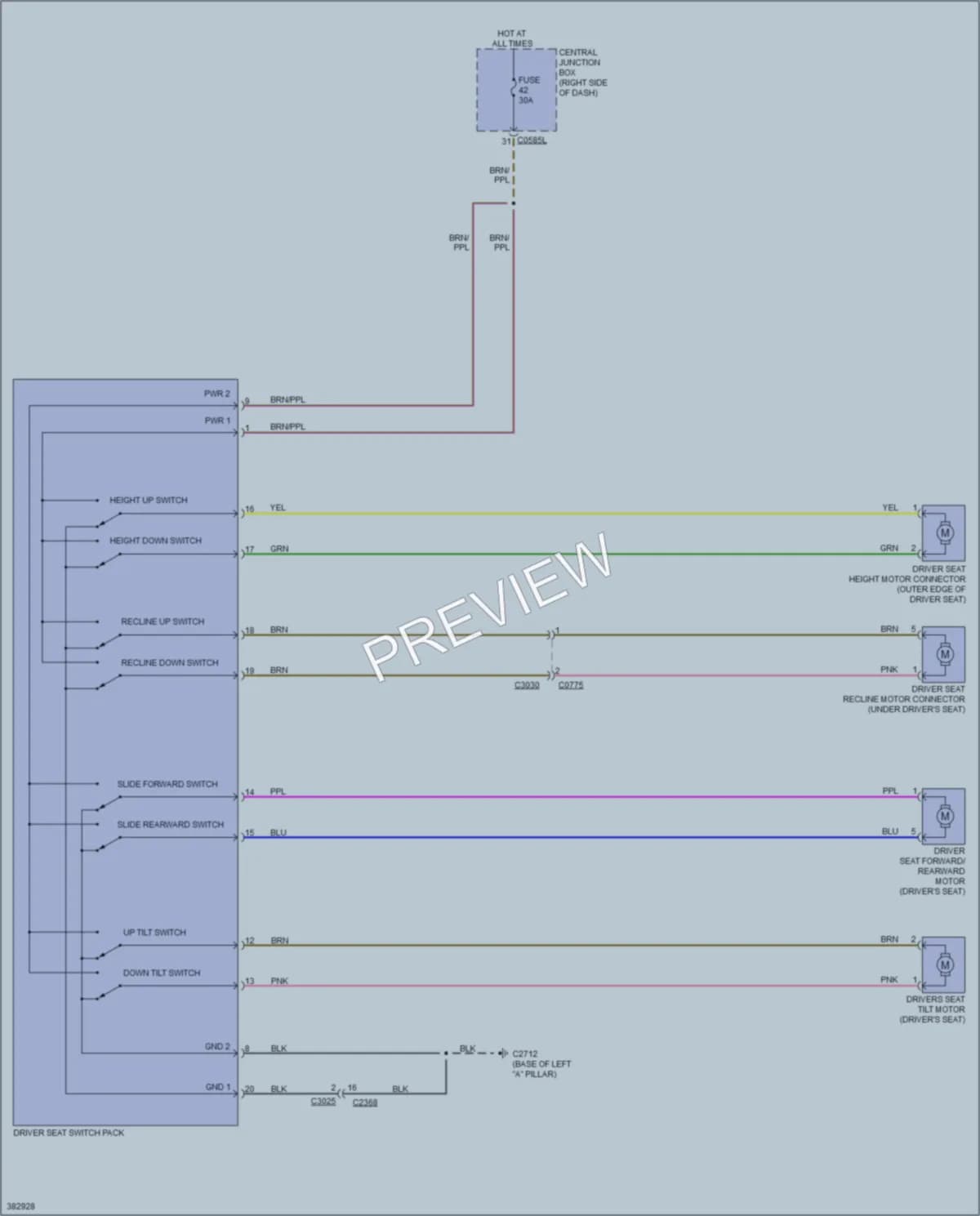 2012 LandRover RangeRoverSport Power Seats wiring diagram preview