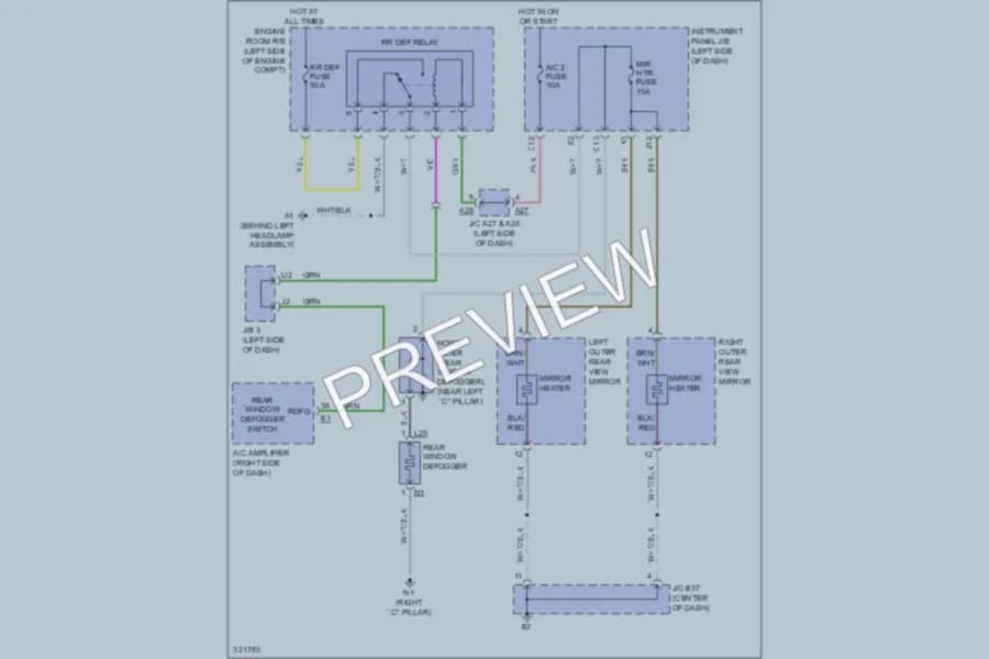 2012 Lexus ES350 Defoggers wiring diagram preview