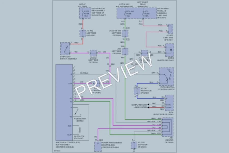 2012 Lexus GX460 Shift Interlock wiring diagram preview