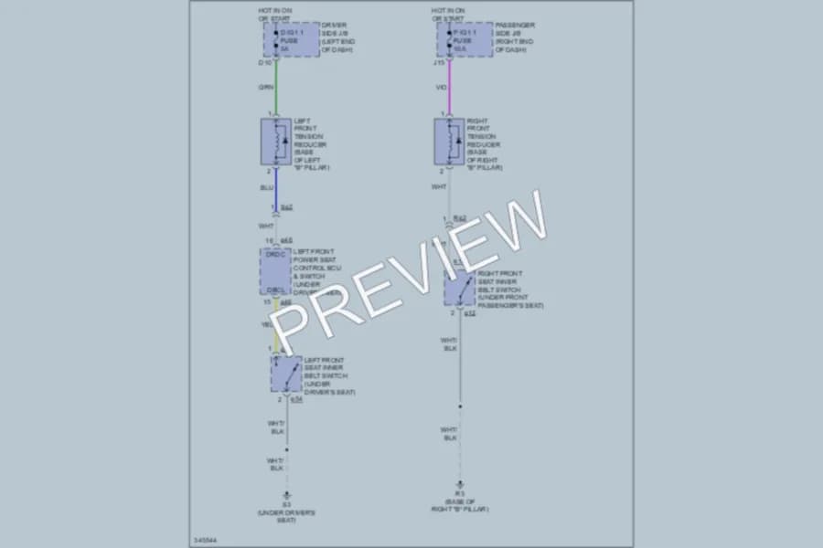 2012 Lexus LS460 Passive Restraints wiring diagram preview