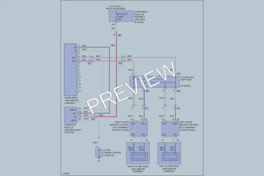 2012 Lexus RX350 Power Mirrors wiring diagram preview