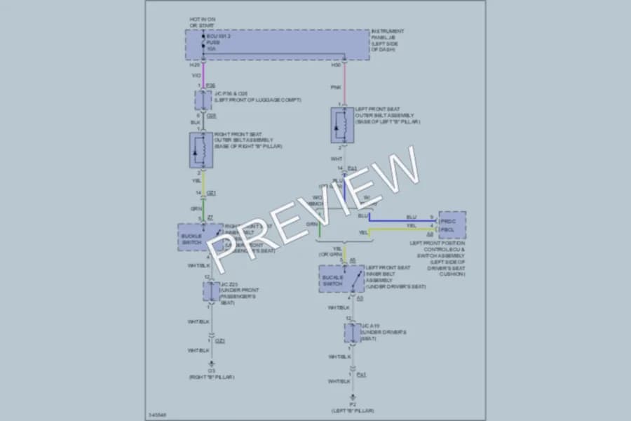 2012 Lexus RX450h Passive Restraints wiring diagram preview
