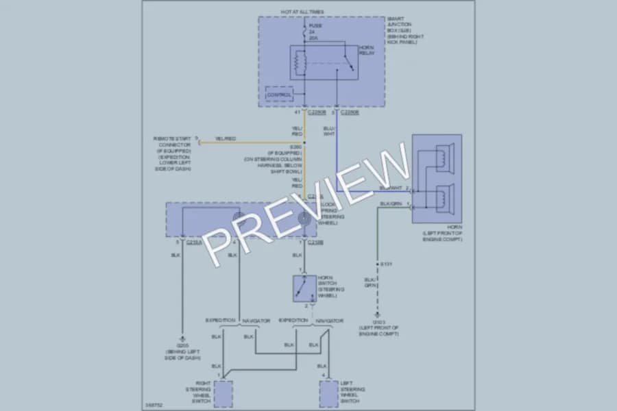 2012 Lincoln Navigator Horn wiring diagram preview