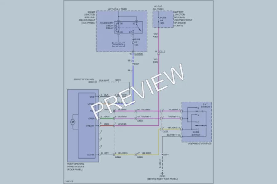 2012 Lincoln Navigator Power Top Sunroof wiring diagram preview