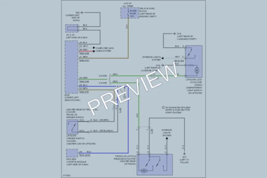 2012 Mazda 3 Trunk Tailgate Fuel Door wiring diagram preview