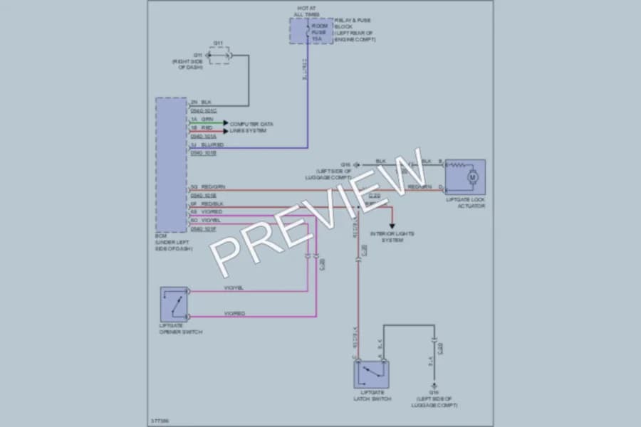 2012 Mazda 5 Trunk Tailgate Fuel Door wiring diagram preview