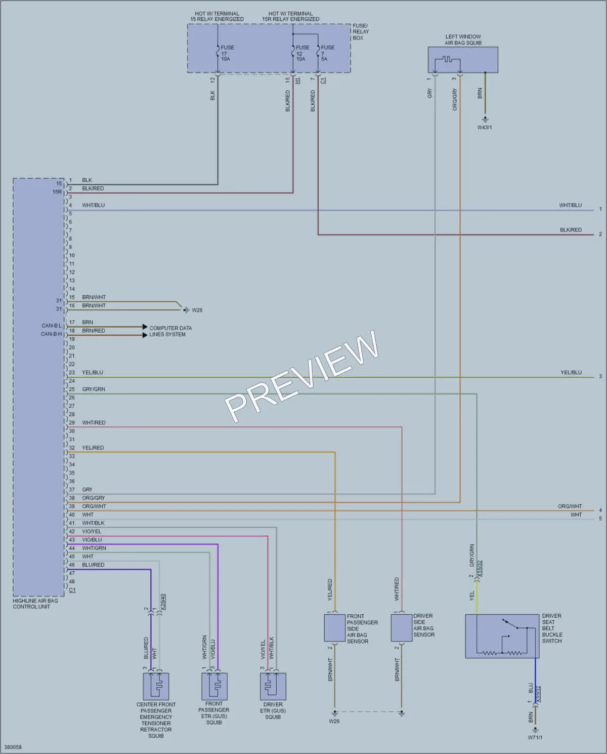 2012 MercedesBenz 2500Sprinter Supplemental Restraints wiring diagram preview