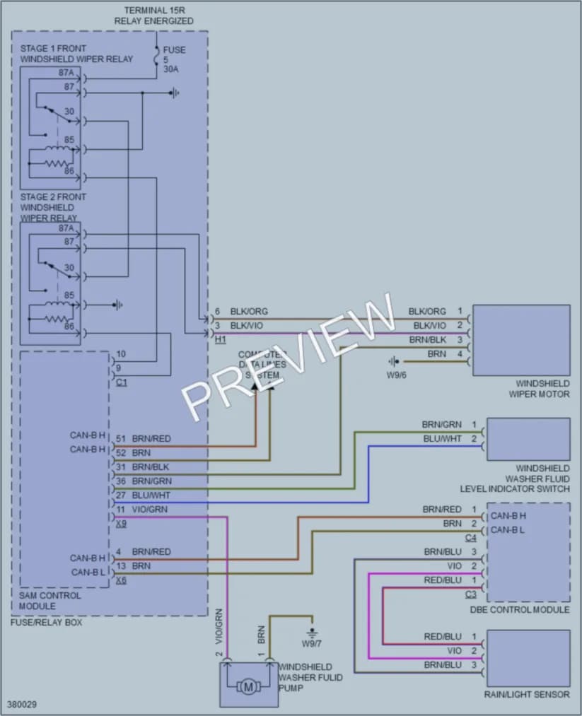 2012 MercedesBenz 3500Sprinter Wiper Washer wiring diagram preview