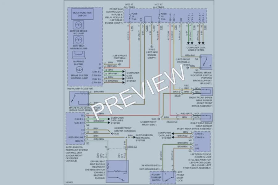 2012 MercedesBenz C250 Warning Systems wiring diagram preview
