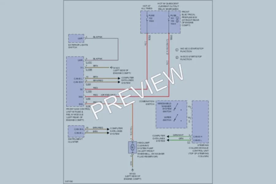 2012 MercedesBenz C350 Wiper Washer wiring diagram preview