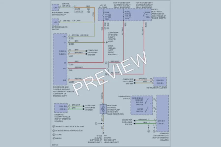 2012 MercedesBenz E350 Wiper Washer wiring diagram preview