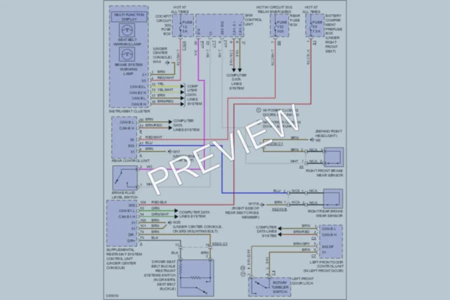 2012 MercedesBenz ML350 Warning Systems wiring diagram preview