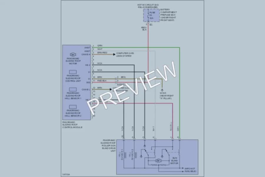 2012 MercedesBenz ML350BLUETEC Power Top Sunroof wiring diagram preview