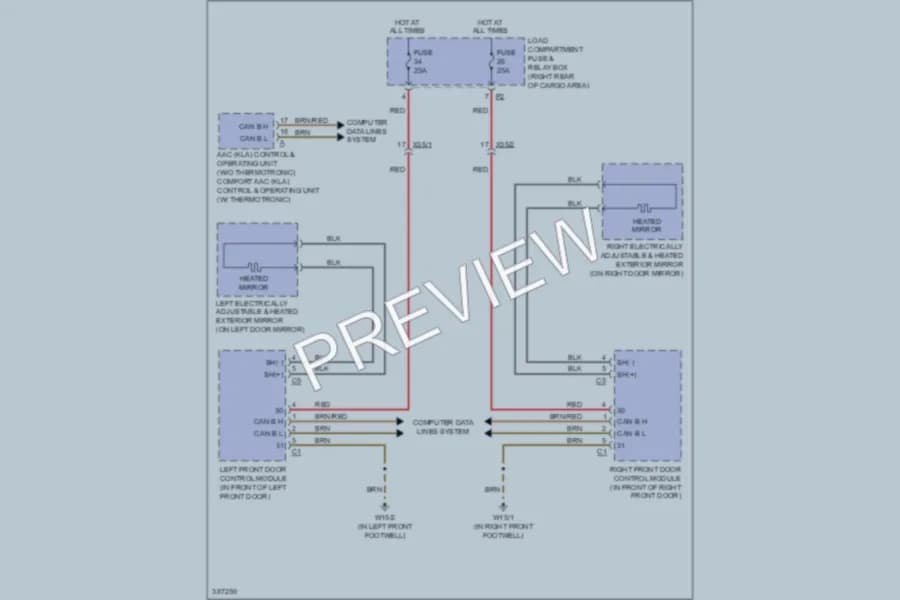 2012 MercedesBenz R350BLUETEC Defoggers wiring diagram preview