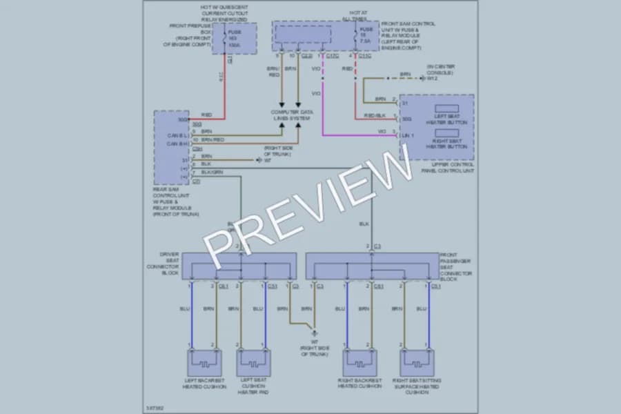 2012 MercedesBenz SLK250 Power Seats wiring diagram preview