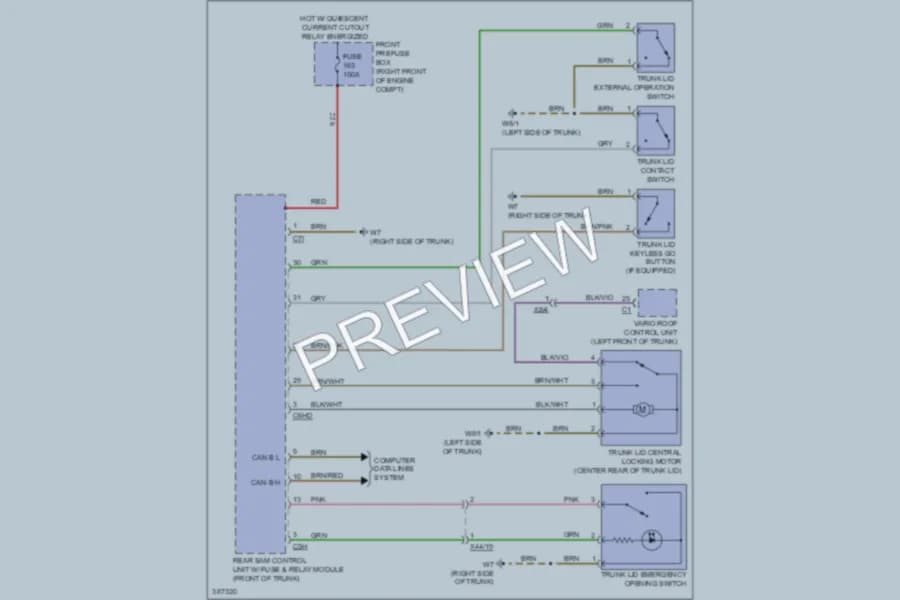 2012 MercedesBenz SLK250 Trunk Tailgate Fuel Door wiring diagram preview