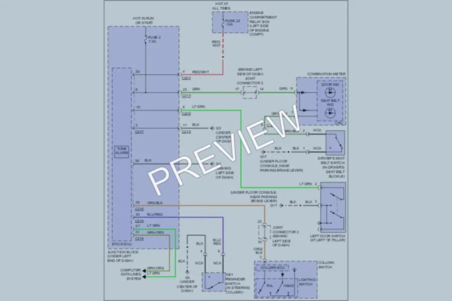 2012 Mitsubishi Eclipse Warning Systems wiring diagram preview