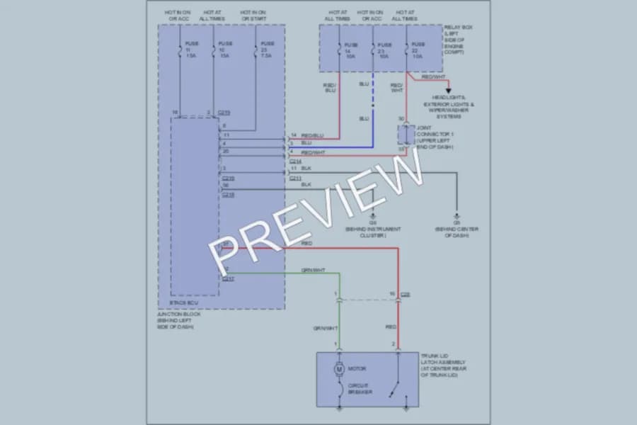 2012 Mitsubishi Galant Trunk Tailgate Fuel Door wiring diagram preview