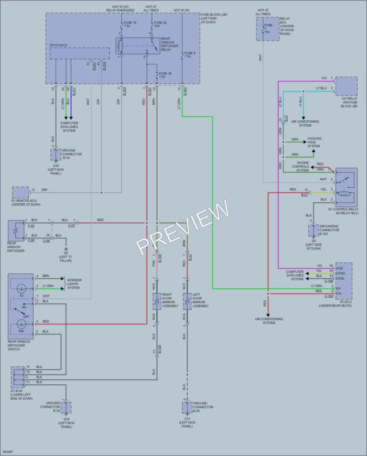 2012 Mitsubishi iMiEV Defoggers wiring diagram preview