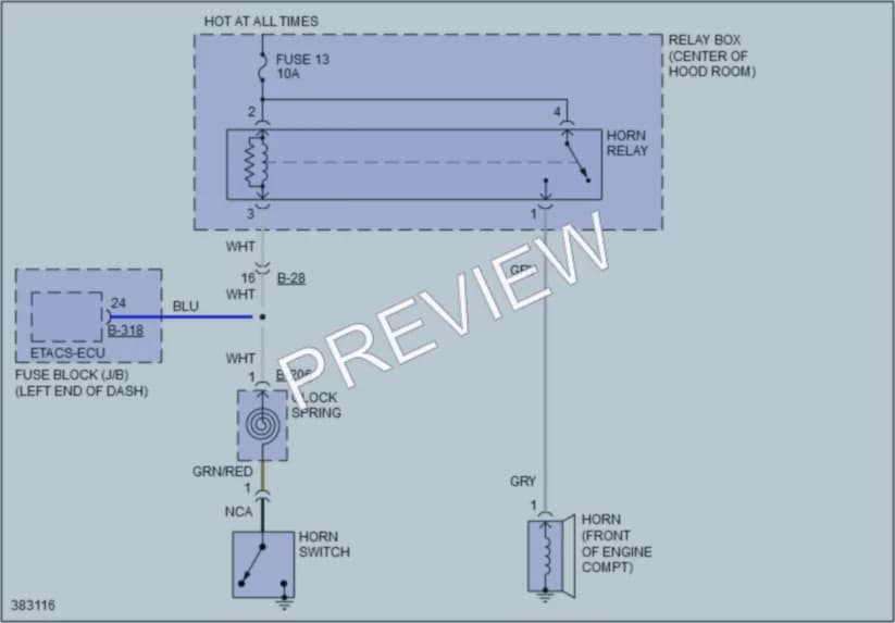 2012 Mitsubishi iMiEV Horn wiring diagram preview