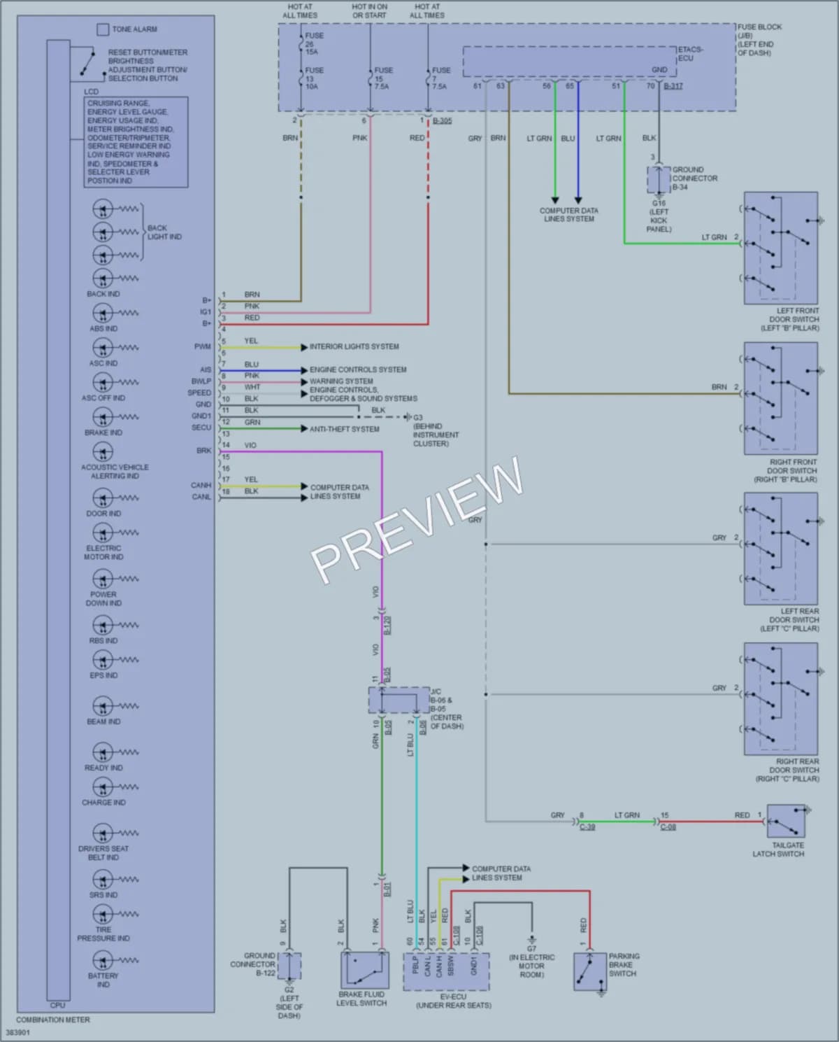 2012 Mitsubishi iMiEV Instrument Cluster wiring diagram preview