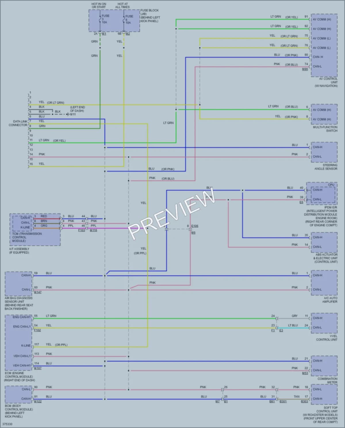 2012 Nissan 370Z Computer Data Lines wiring diagram preview