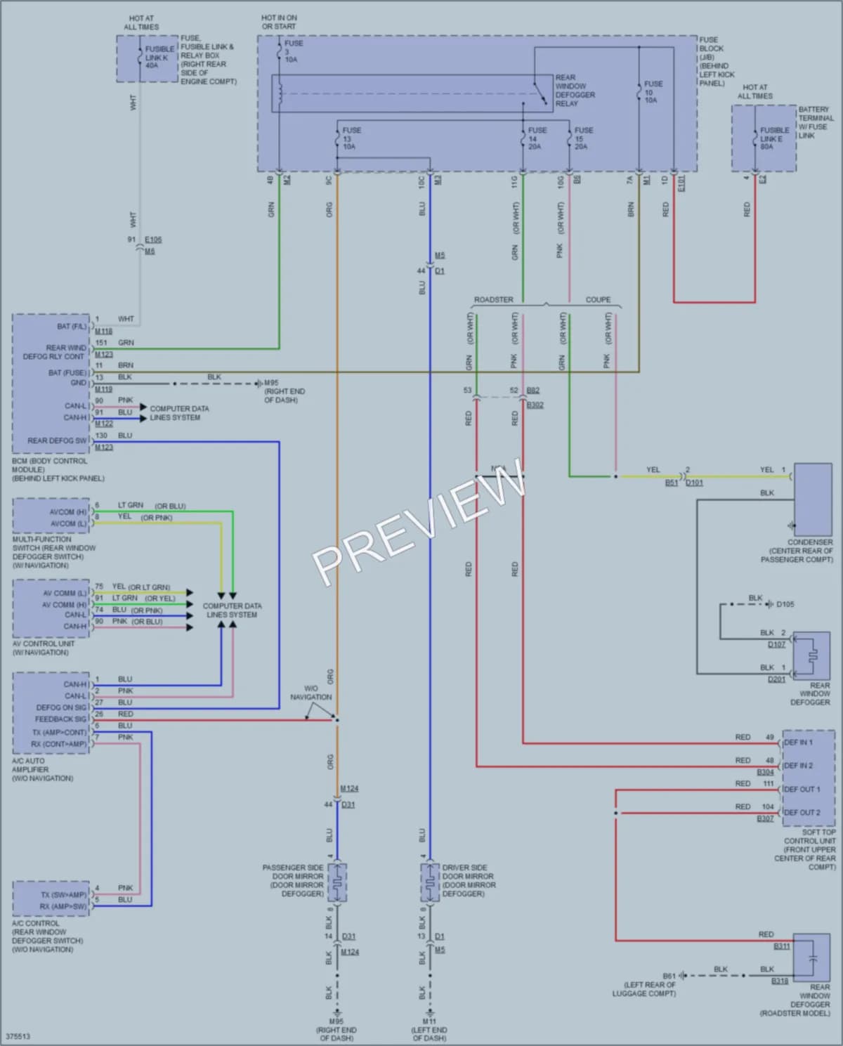 2012 Nissan 370Z Defoggers wiring diagram preview