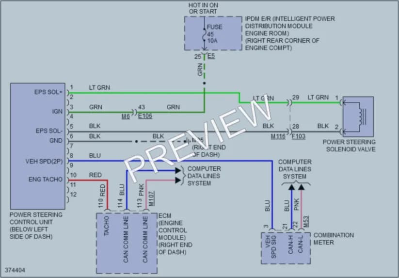 2012 Nissan 370Z Electronic Power Steering wiring diagram preview