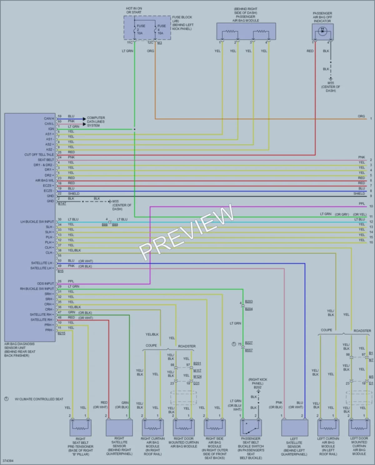 2012 Nissan 370Z Supplemental Restraints wiring diagram preview