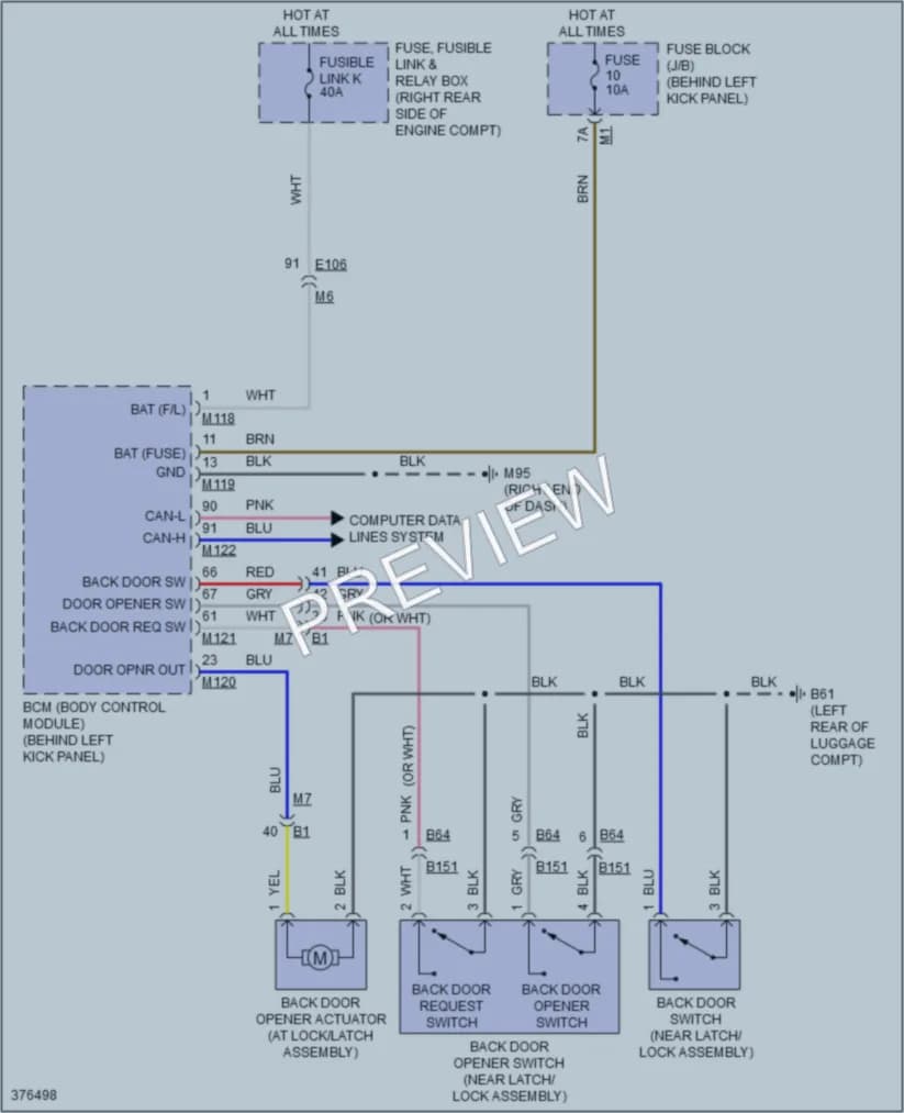 2012 Nissan 370Z Trunk Tailgate Fuel Door wiring diagram preview