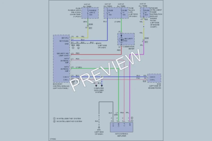 2012 Nissan JUKE Anti Theft wiring diagram preview