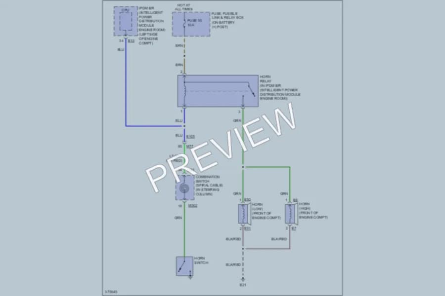 2012 Nissan JUKE Horn wiring diagram preview