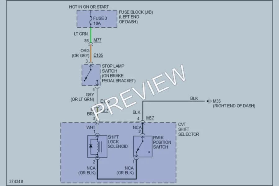 2012 Nissan JUKE Shift Interlock wiring diagram preview