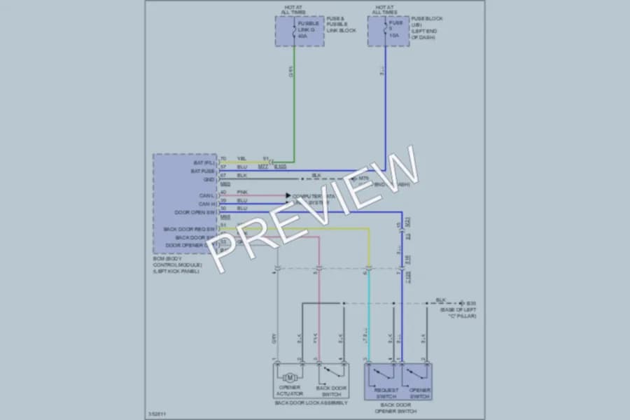 2012 Nissan JUKE Trunk Tailgate Fuel Door wiring diagram preview