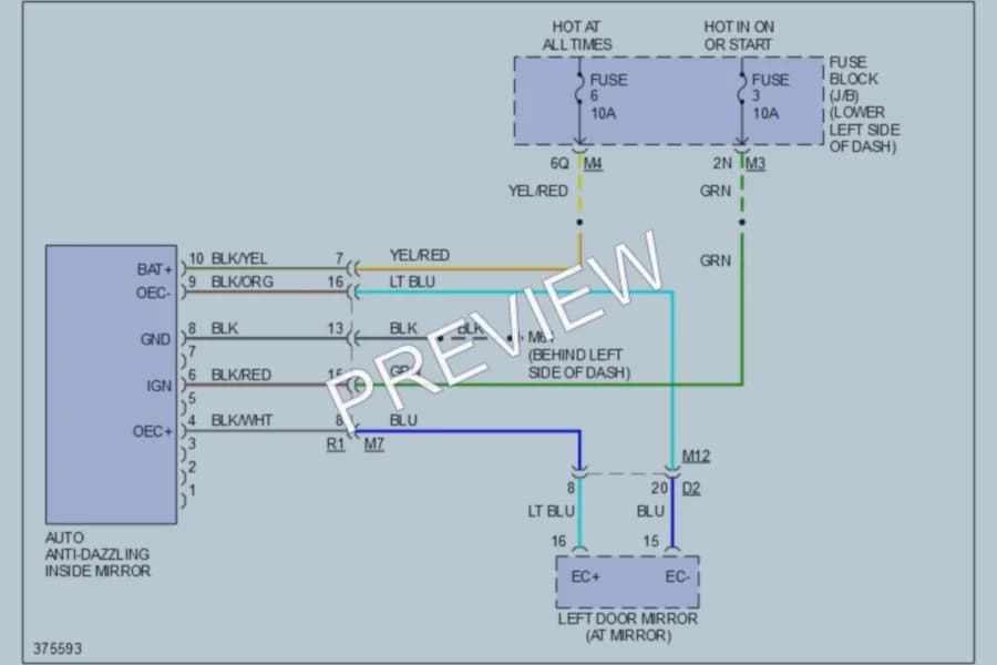 2012 Nissan Maxima Power Mirrors wiring diagram preview