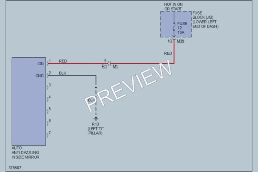 2012 Nissan NV3500HD Power Mirrors wiring diagram preview