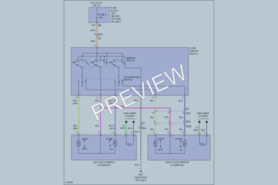 2012 Nissan Sentra Power Mirrors wiring diagram preview