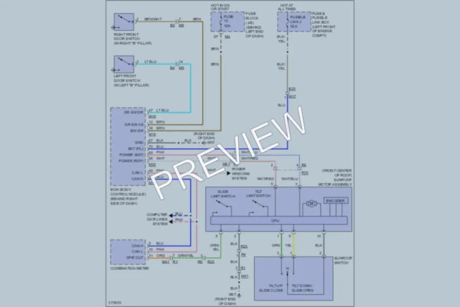 2012 Nissan Sentra Power Top Sunroof wiring diagram preview