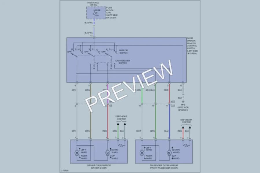 2012 Nissan cube Power Mirrors wiring diagram preview