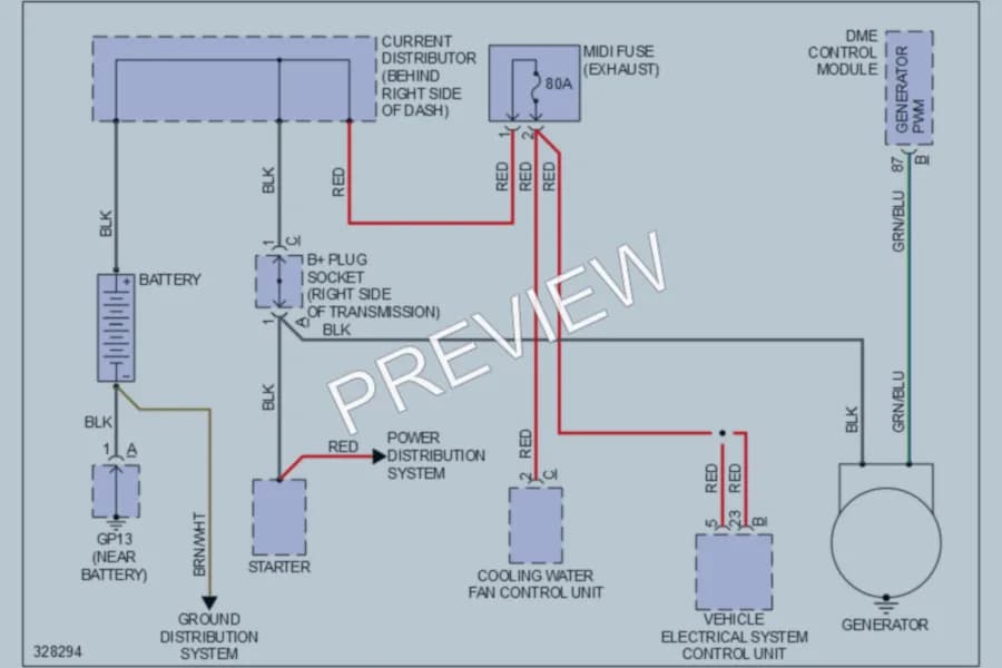2012 Porsche Cayman Starting Charging wiring diagram preview